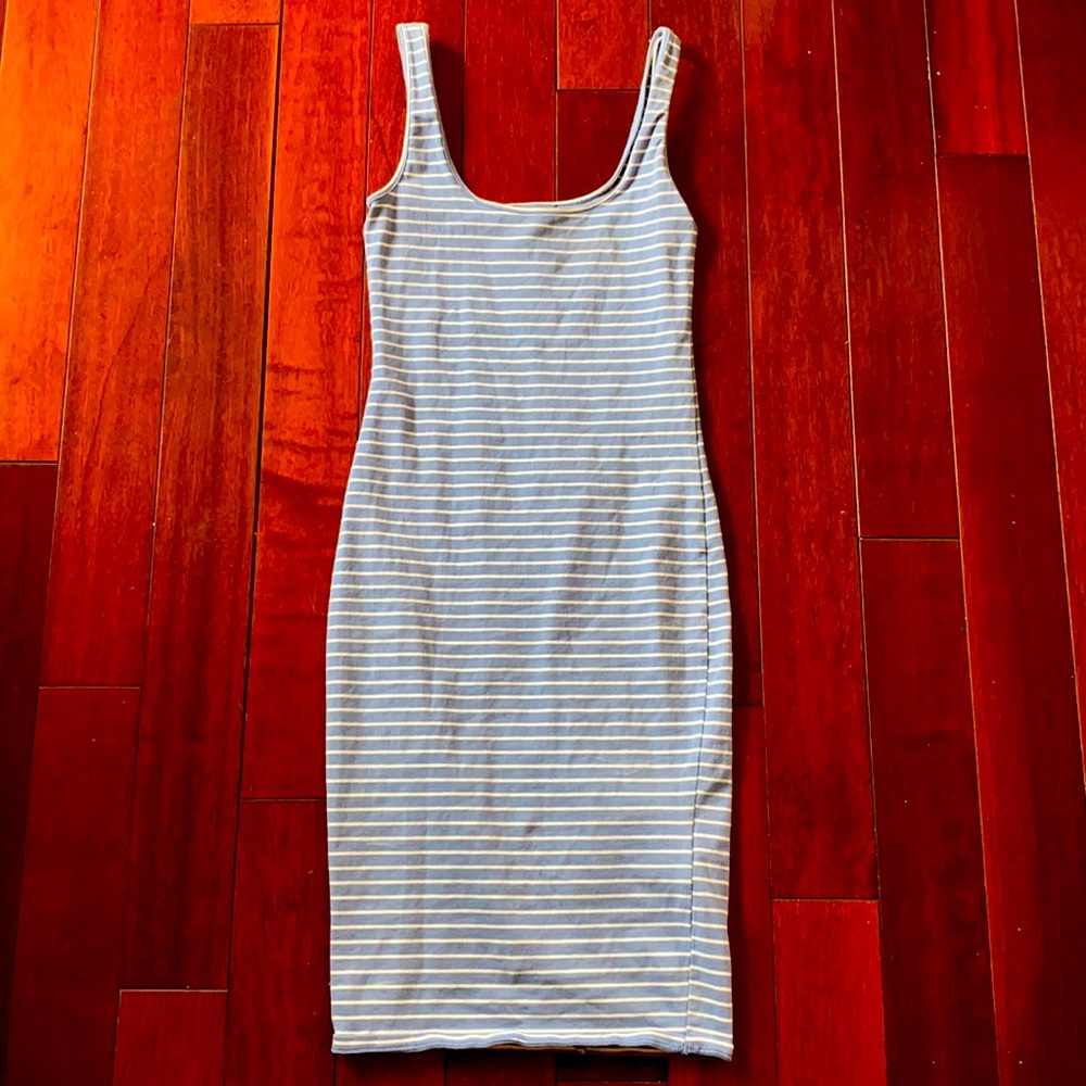Blue and White Striped Dress